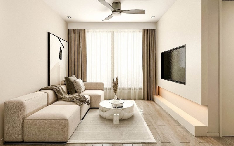 Mặc dù phòng khách nhỏ hẹp chỉ bố trí những đồ nội thất đơn giản, song tổng thể vẫn đem lại sự tinh tế